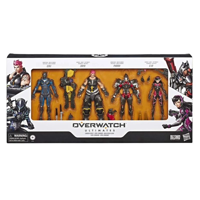 Overwatch Ultimates Series 6-Inch Collectible Carbon Series Action Figure 4-Pack with Genji, Zarya, Pharah, and D. Va – Blizzard Video Game - Image 1