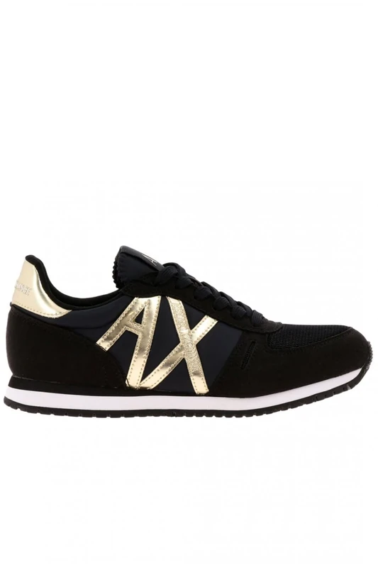 Armani Exchange Women's Microfibre Suede lace up Trainers Black Size: 8 UK