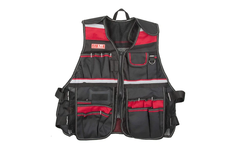 Krino 65991040 Vest Technical Tool Holder Multipockets for Work and Professionals, Black/Red - Image 1