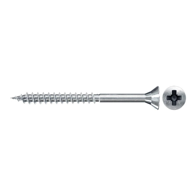 fischer Chipboard Screw 5.0 x 90 Countersunk Head Blue Galvanised Partial Thread Phillips PZ