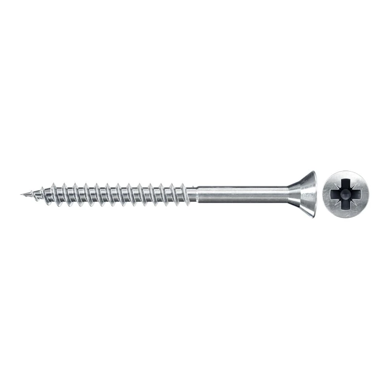 fischer Chipboard Screw 6.0 x 80 Countersunk Head Blue Galvanised Partial Thread Phillips PZ