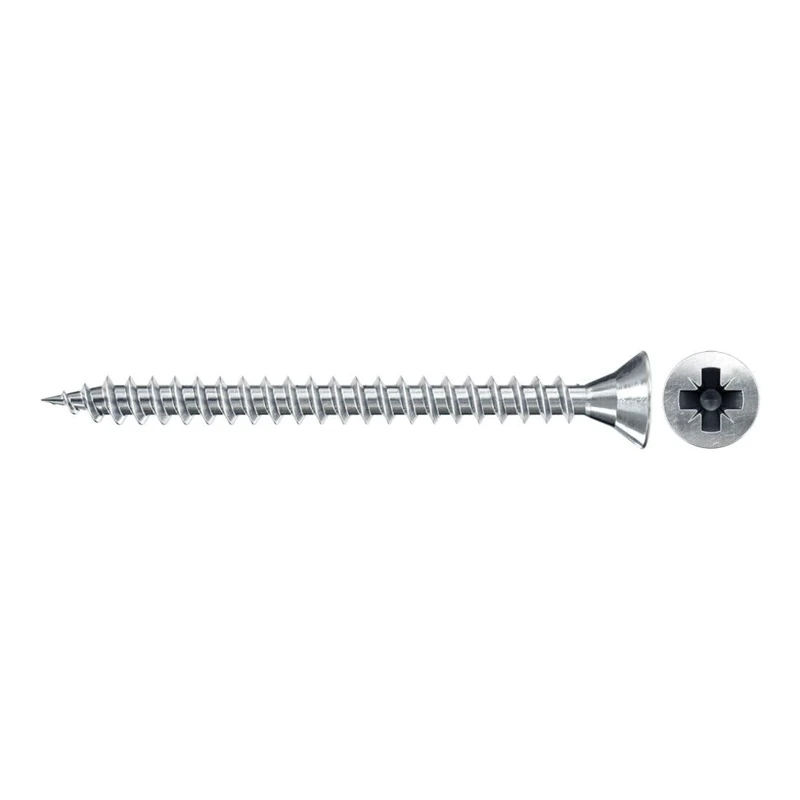 fischer Chipboard Screws 5.0 x 40 Countersunk Head Blue-Galvanised Full Thread Phillips