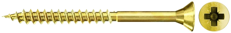 fischer Chipboard Screw FSPII 5.0 x 45 Countersunk Head Yellow-Galvanised Partial Thread Phillips PZ