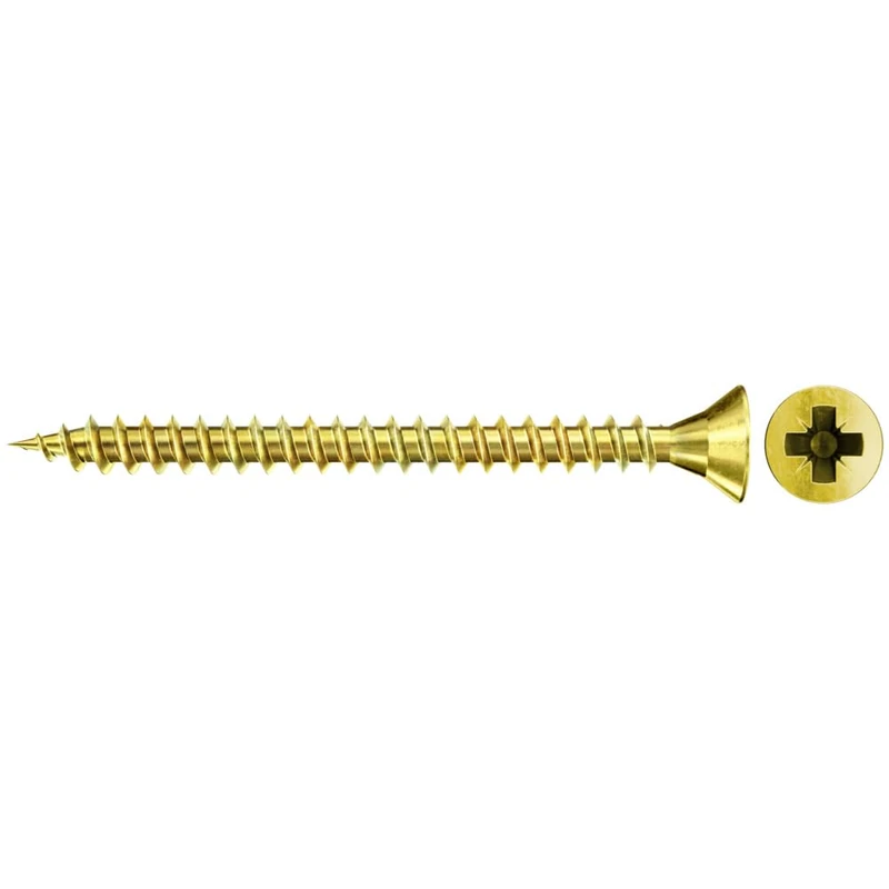 fischer Chipboard Screws 4.5 x 25 Countersunk Head Yellow-Galvanised Full Thread Phillips PZ