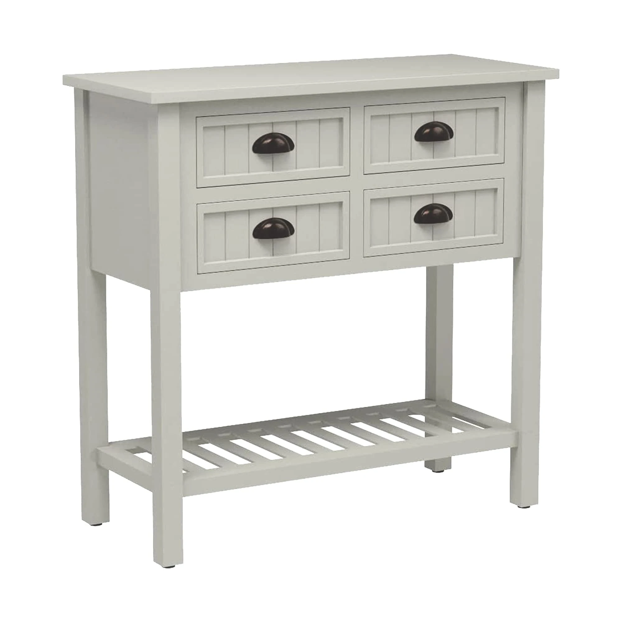 Decor Therapy Bailey Bead Board 4-Drawer Console Table, 14x32x32, Antique White