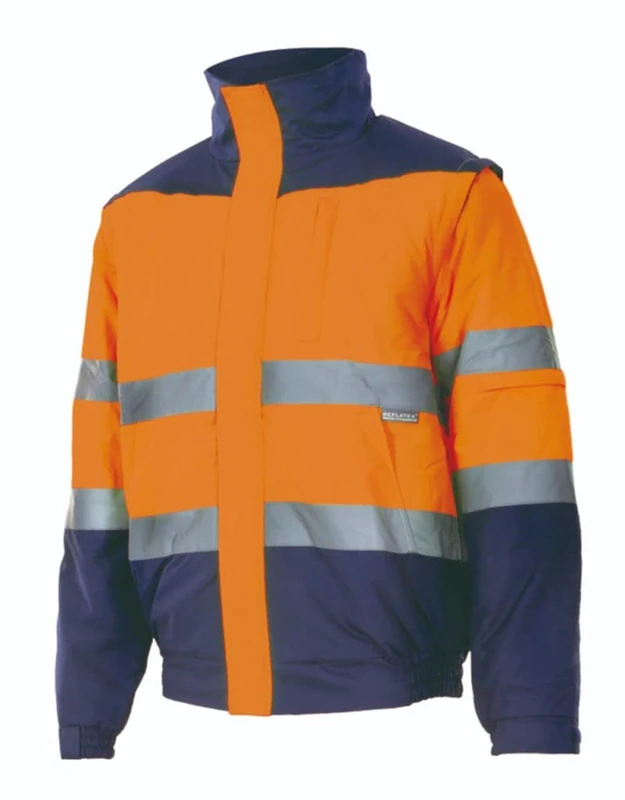 VELILLA 161; Bicolor Padded High Visibility Jacket, Navy Blue and Fluorescent Orange, M - Image 1