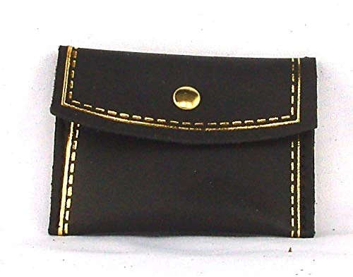 Adriatica Leather Wallets with Leather Button, Gold Profile 8.5 cm X 6-Colour Black-Pack of 20 Pieces-in Stock