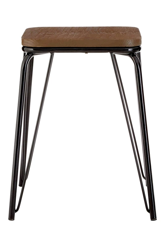 Premier Housewares Bar Stool, Counter Height Stools, Metal & Wood, w37 x d37 x h47cm - Black