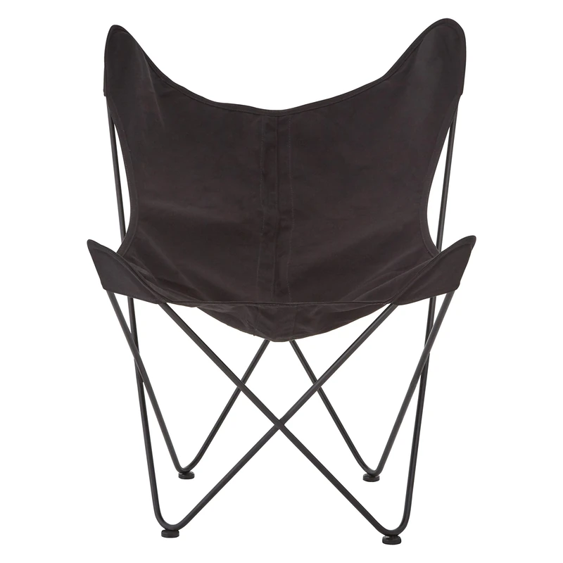 Premier Housewares Butterfly Chair, Papillon Outdoor, Lounge, Fabric & Steel, w81 x d78 x h88cm - Black