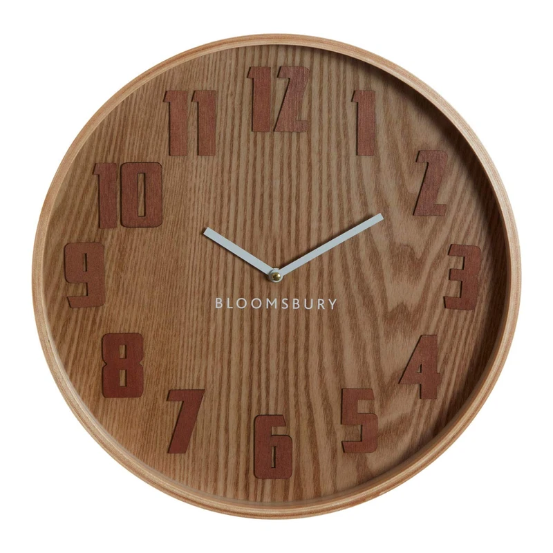 Premier Vitus Wall Clock, Brown Grain, Large
