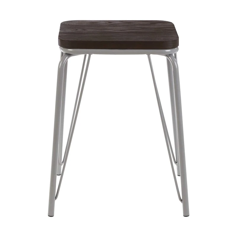 Premier Housewares Bar Stool, Counter Height Stools, Metal & Wood, w37 x d37 x h47cm - Grey