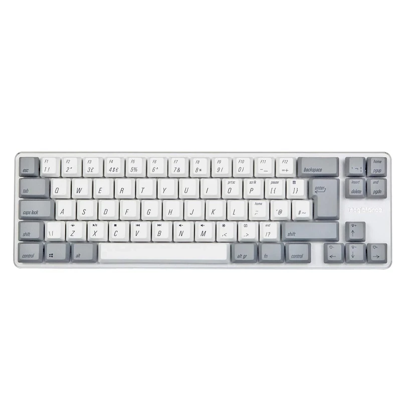 Qisan Mini Wired Led Mechanical Gaming Keyboard PBT Keycps 69 Keys Gateron Blue Switch White Backlit British Version Layout Gaming Keyboard-White Gray Combo Magicforce