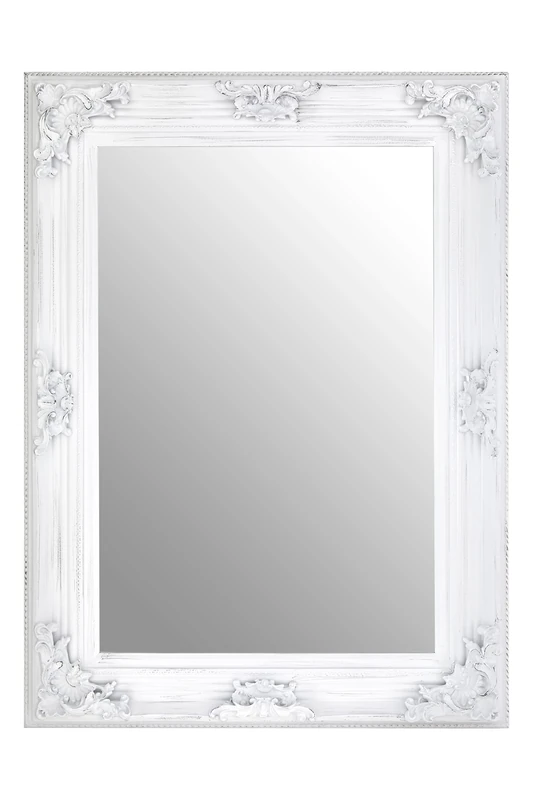 Premier Housewares Rectangular Wall Mirror/Classic Mirrors For Bathroom/Bedroom/Garden Walls Fancy Wall Mounted Mirrors For Hallway With White Finish W84 X D7 X H113cm.