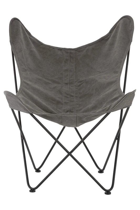 Premier Housewares Butterfly Chair, Outdoor, Lounge, Fabric & Steel, w81 x d78 x h88cm - Grey - Image 1