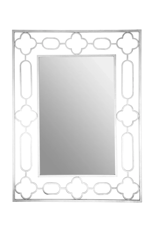 Premier Housewares Silver Leaf Wall Mirror For Bedroom/Hallway/Bathroom Rectangular Wall Mirror Minimal and Contemporary w93 x d2 x h124 cm