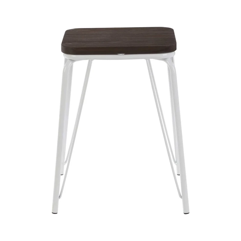 Premier Housewares Bar Stool, Counter Height Stools, Metal & Wood, w37 x d37 x h47cm - White