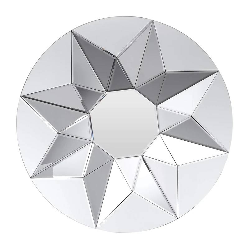 Premier Housewares 3D Round Shaped Wall Mirror For Garden And Bedroom MDF Reflective Bathroom Mirrors Wall Mounted Contemporary Geometric Design Hallway Walls Mirrors 80 x 6 x 80