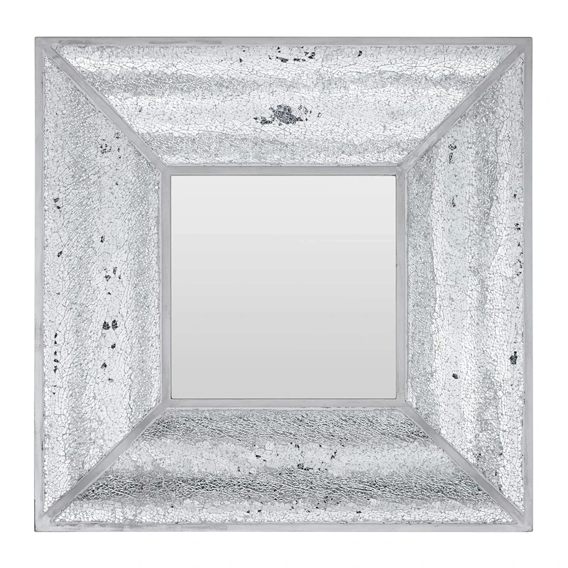 Premier Housewares Housewares Silver Wall Mirror For Garden And Bedroom Reflective Square Bathroom Mirrors Wall Mounted Contemporary Mosaic Design Hallway Walls Mirrors 71 x 8 x 71