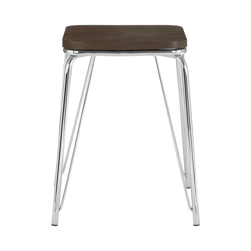 Premier Housewares Bar Stool, Counter Height Stools, Metal & Wood, w37 x d37 x h47cm - Silver