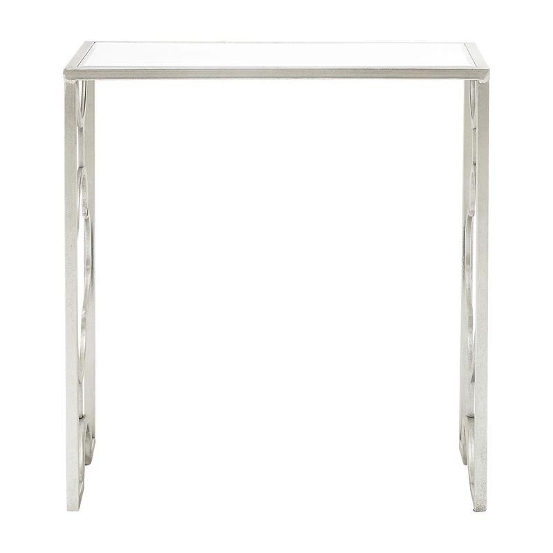 Premier Housewares Set of 2 Side Tables For Bedroom Small Sized Side Table For Bedside With Leaf Patterns And Arabesque Design Contemporary Furniture With Silver Finish 61 x 40 x 66