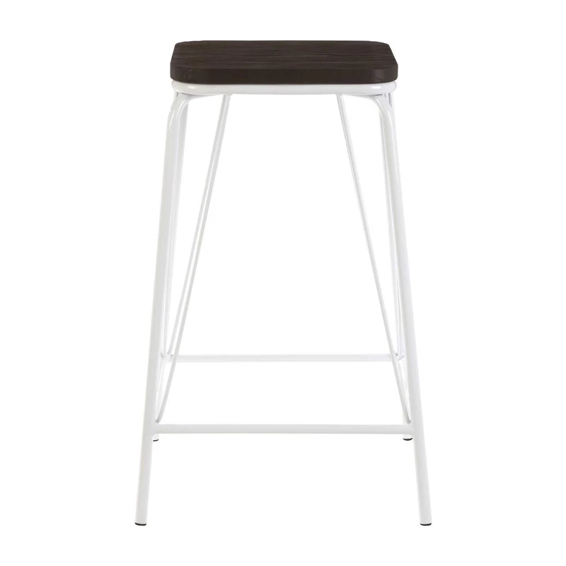 Premier Housewares Bar Stool, Counter Height Stools, Metal & elmwood, w42 x d42 x h62cm - White
