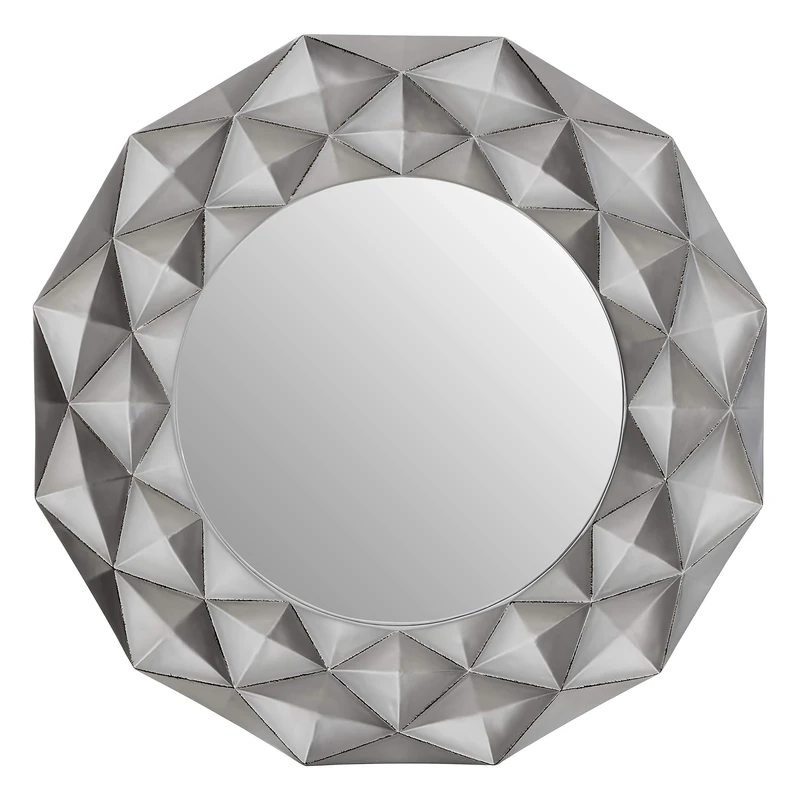 Premier Housewares Round Wall Mirror/Classic Mirrors For Bathroom/Bedroom/Garden Walls Fancy Wall Mounted Mirrors For Hallway With Metallic Silver Finish W100 X D6 X H100cm.