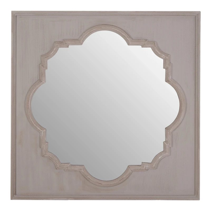 Premier Housewares Fossil grey/Antique Taupe Wall Mirror For Bedroom/Hallway/Living Room Luxurious and Antiquated Look w95 x d3 x h95 cm
