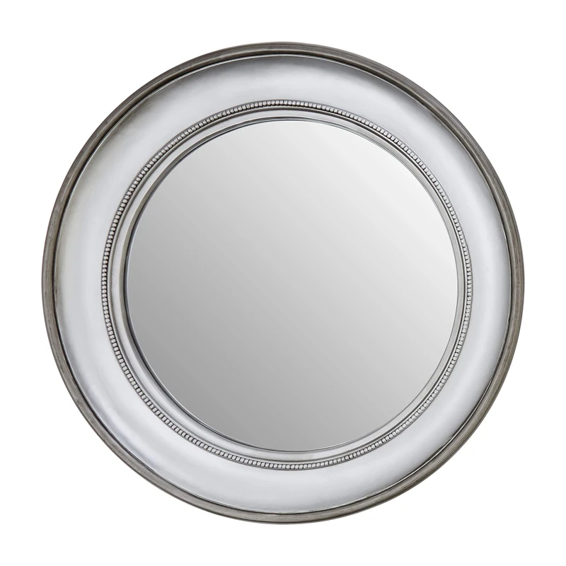 Premier Housewares Round Wall Mirror/Classic Mirrors For Bathroom/Bedroom/Garden Walls Fancy Wall Mounted Mirrors For Hallway With Metallic Silver Finish W91 X D7 X H91cm