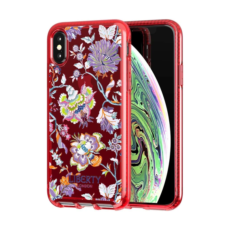 Tech21 Protective Apple iPhone X/XS Case Ultra-Thin Back Cover with BulletShield - Pure Print Liberty Christelle - Red/Flowers