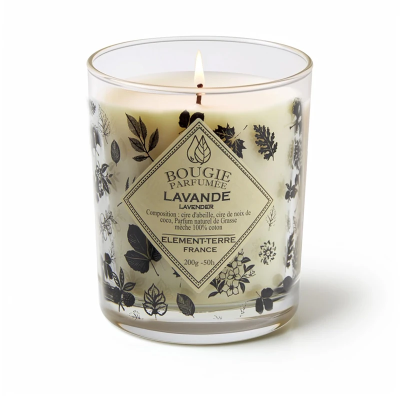 ELEMENT-TERRE Scented Candle 200 grams, 50 hours Lavender Fragrance - Image 1