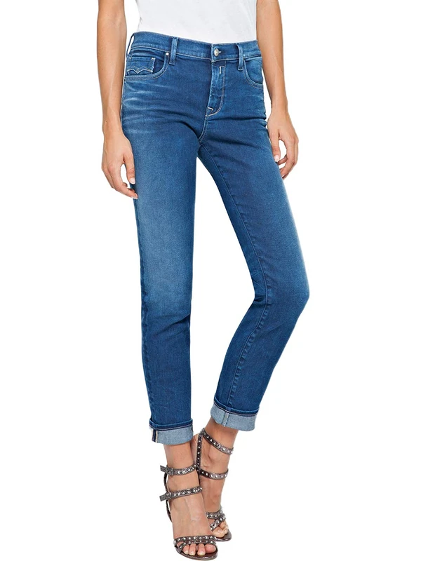 REPLAY Women's Vivy Slim Jeans, Blue (Medium Blue 9), 24W / 28L