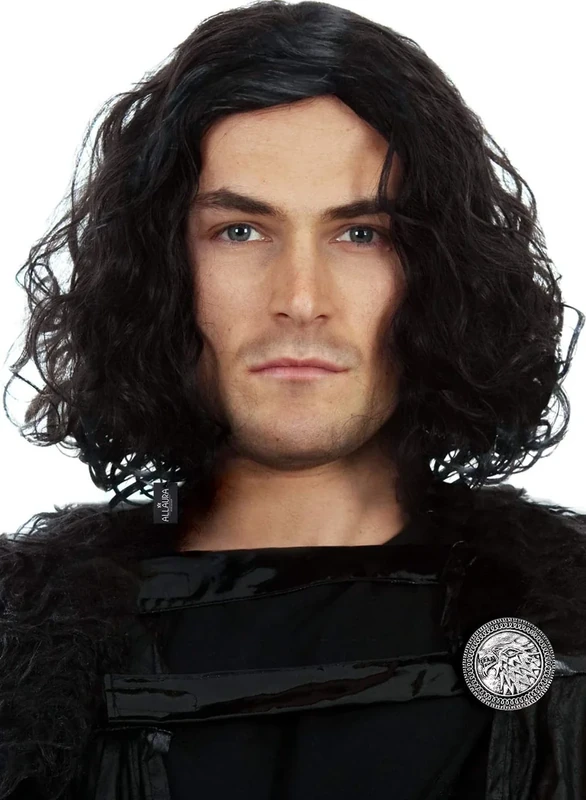 ALLAURA Jon Snow Wig Game of Thrones Costume Short Black Curly Cosplay Wigs for Men GoT