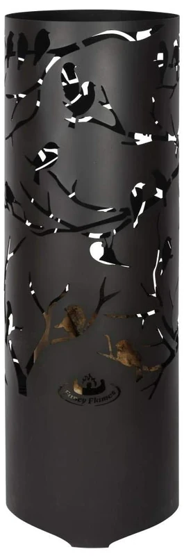 Esschert Design Fire Drum Birds on Twig Carbon Steel Black Fireplace FF409