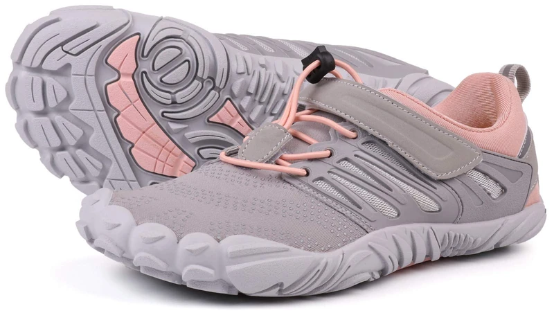 Joomra Women's Trail Running Barefoot Shoes | Wide Toe Box Minimalist Sneakers | Zero Drop, W30 | Grey Pink, 6.5 UK