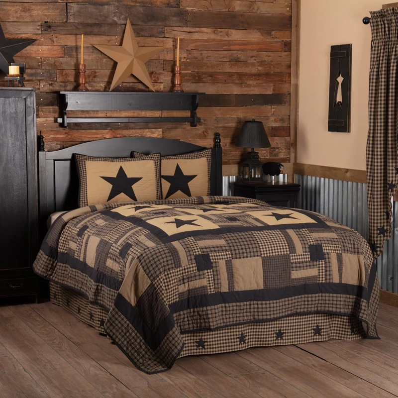 VHC Brands Quilt, Cotton, Raven Black, California King Set