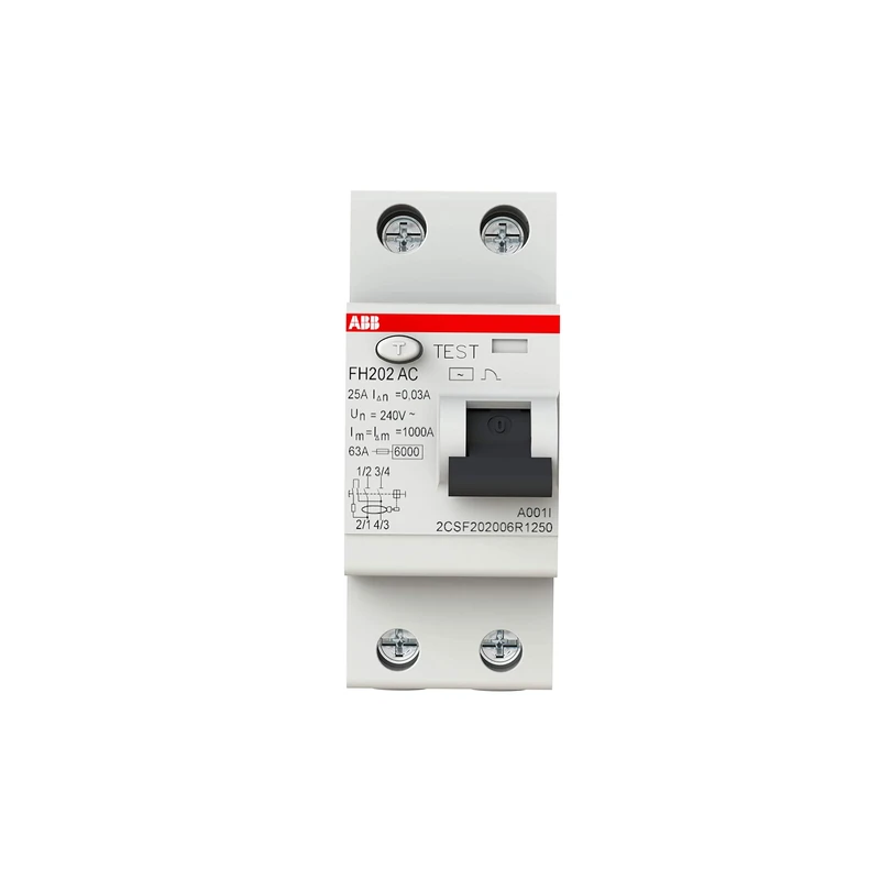 ABB FH202AC-25/0.03 2 Pole Residual Current devices RCD, 25 Amp Current, 30mA (2CDS253001R0165)