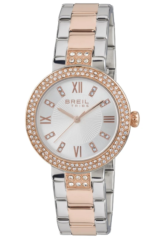 Breil - Women's Watch Dance Floor Collection EW0420, Ladies Watch Solo Tempo with Analogic Blue Dial with Crystals on Bezel, 2035 MIYOTA Movement, Stainless Steel Watch Band