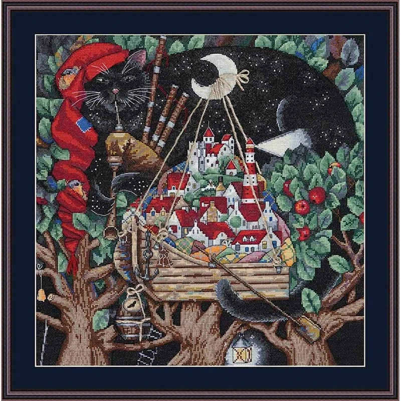 Merejka K-112 Old Melody Counted Cross Stitch Kit, Cotton, Multi-Colour, 38 x 38 cm