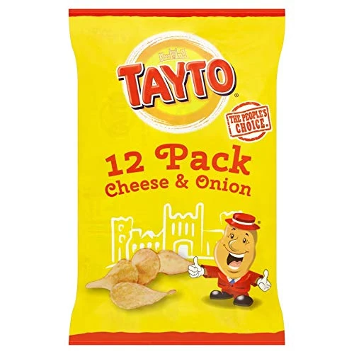 Tayto Northern Ireland Cheese and Onion Potato Crisps Multipack (12 x 25g)
