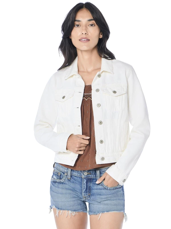 Lucky Brand Women's Tomboy Trucker Jacket Denim, Clean White, Large