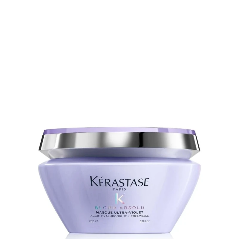 Kérastase Blond Absolu, Anti-Brass Purple Hair Mask, For Lightened & Highlighted Cool Blonde Hair, With Hyaluronic Acid & Edelweiss Flower, Masque Ultra Violet, 200ml