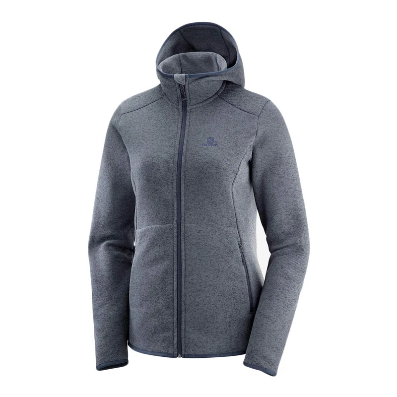 Salomon Women'S Sports Jacket with Hood, Bise Hoodie W, Polyester, Grey (Ebony), Size XL, LC1178600