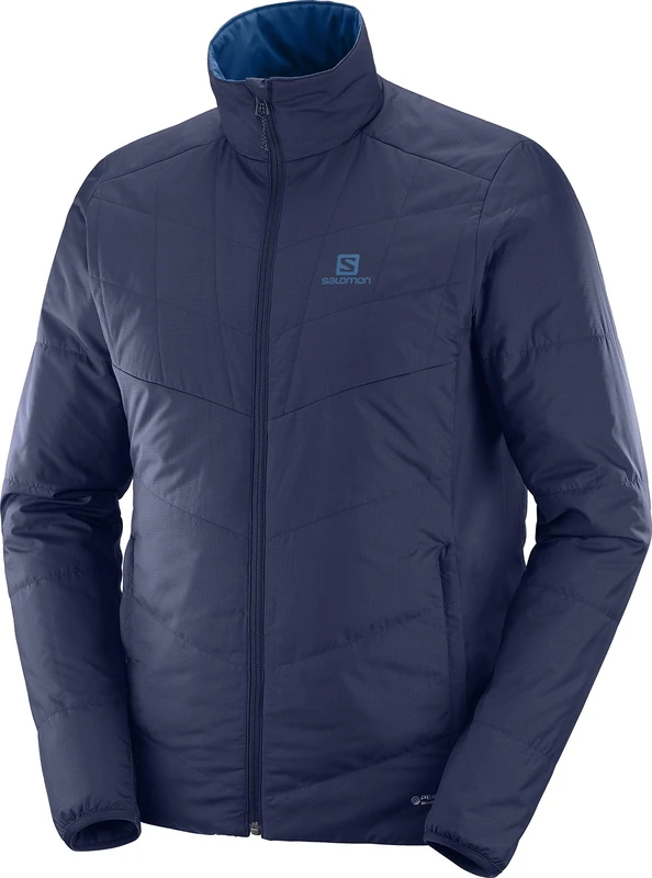 Salomon Men's Reversible Jacket, DRIFTER MID JKT M, Polyester, Navy Blue (Night Sky/Poseidon), Size 2XL, LC1203300