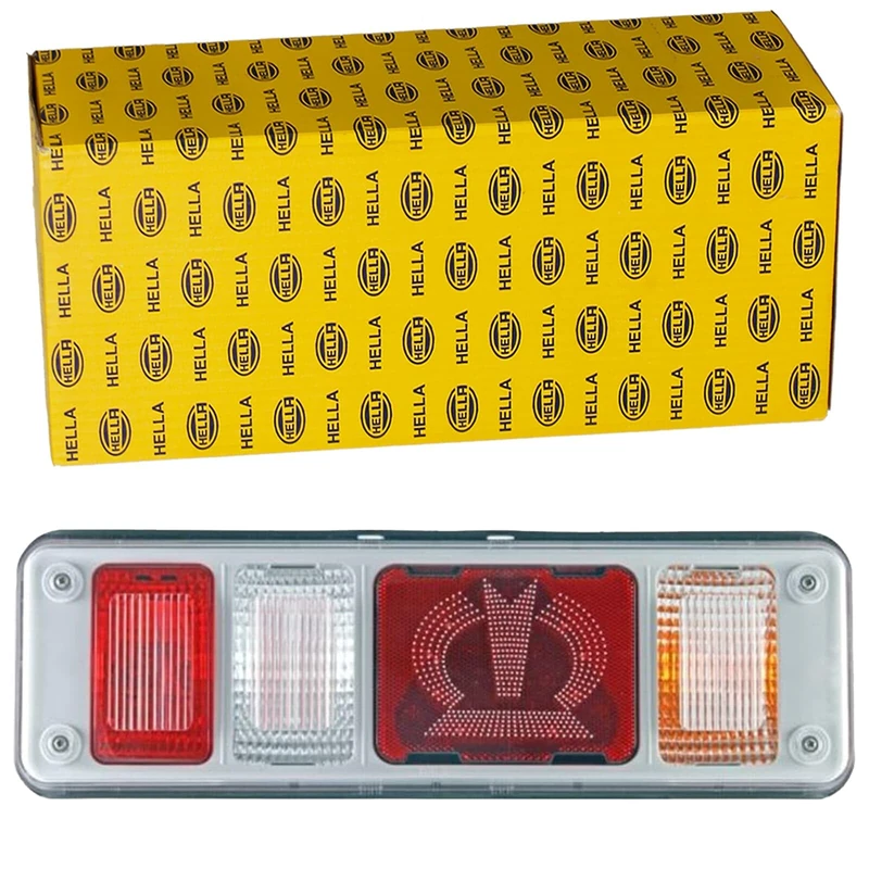 HELLA 2VP 340 961-521 Rearlight "Krone" - Hybrid - 24V - mounting/Bolted - Lens Colour: Crystal clear - Plug: EasyConn 4 x 2/EasyConn 1 x 7 - Plug: Male - right - Quantity: 1