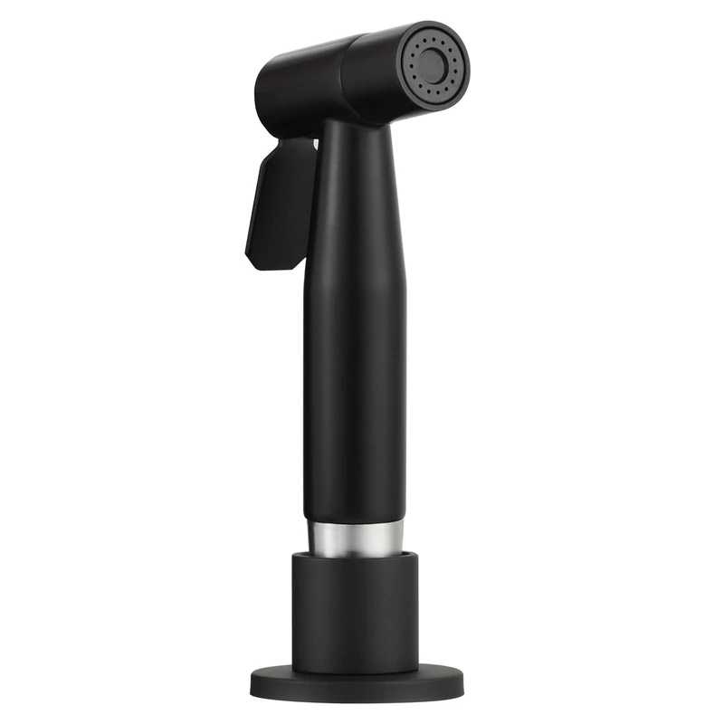 CIENCIA Kitchen Faucet Sprayer Set, Pull Out Spray Head with Side Sprayer Hose and Holder, Stainless Steel, Black, WS030CF