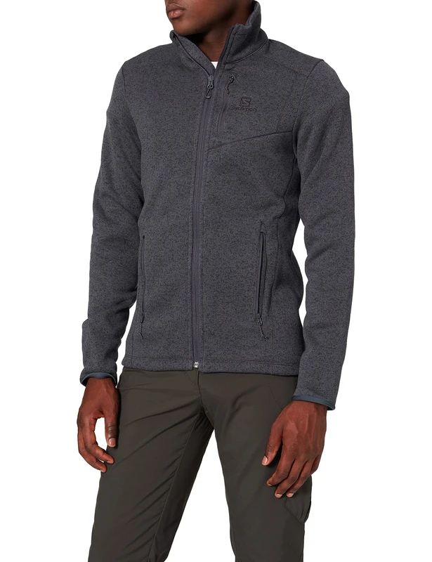 Salomon Men's Sports Jacket, BISE FZ M, Polyester, Grey (Ebony), Size M, LC1180700