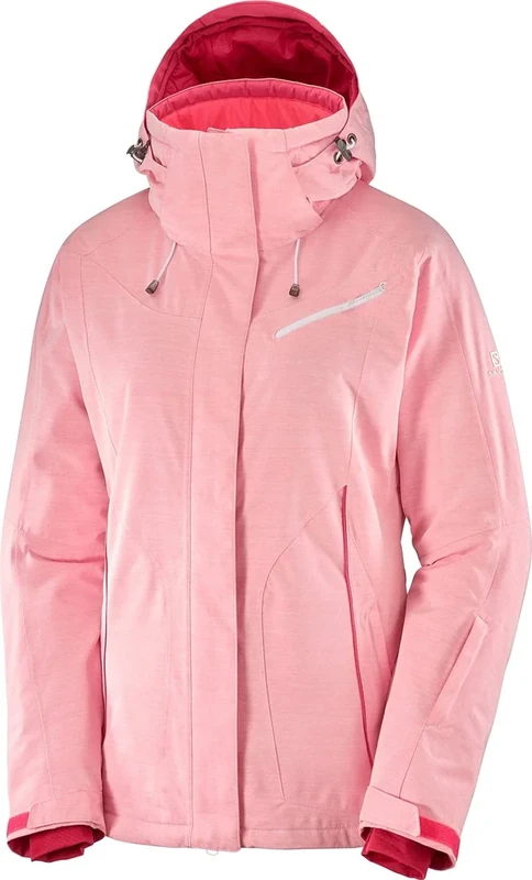 Salomon Women'S Ski Jacket with Hood, Fantasy JKT W, Synthetic Blend, Pink (Calypso Coral), Size XL, LC1213800