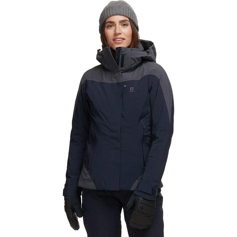 Salomon Women'S Ski Jacket with Hood, Icerocket JKT W, Synthetic Blend, Blue/Grey (Night Sky/Ebony), Size XL, LC1214900