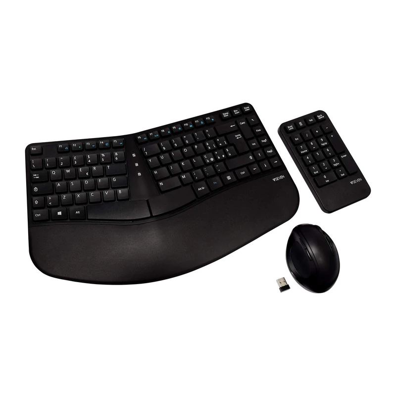 V7 Ergonomic Keyboard Mouse Combo Wireless W/KEYPAD Italian - IT I IT