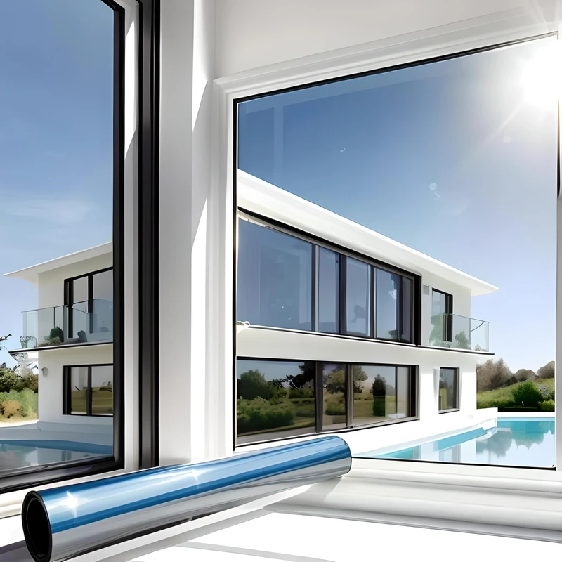 MARAPON Sun Protection Window Film Opaque Interior Application - Mirror Film Window Privacy Screen UV Protection Window Film Opaque From Outside, Sun Rays Reduction (0.9 x 2 m)